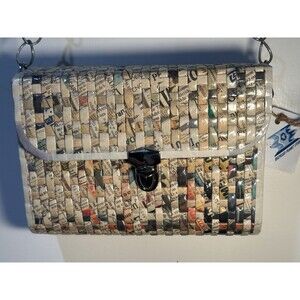 Recycled Planet Store Brazil Made from Newspaper Chain Shoulder Handbag - NWT!